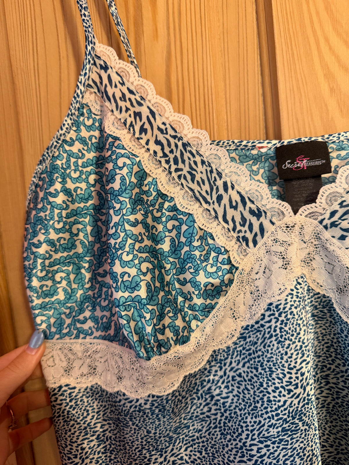 Silk sleep shirt blue (L)
